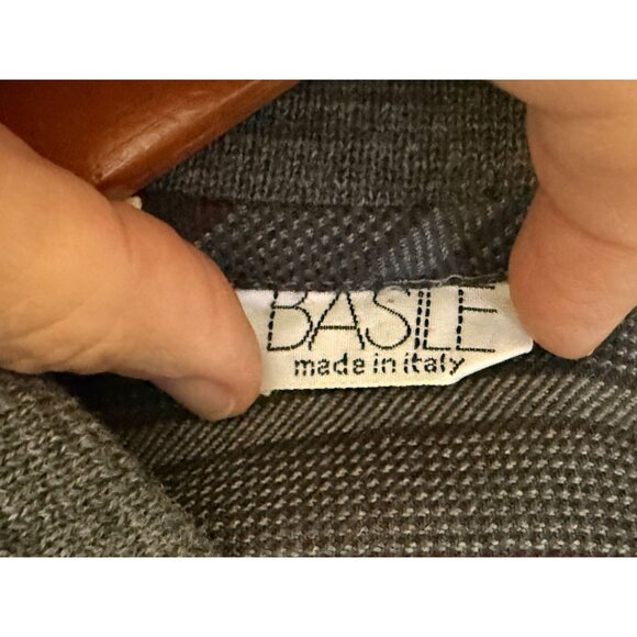 Vintage Basile Made In Italy Gray Wool Striped Button-Up Shirt Size 37 - Picture 4 of 9